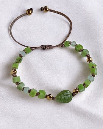 ZDROWIE i DŁUGOWIECZNOŚĆ - nefryt - liściasta bransoletka, kaktusia