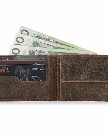 Brązowy Mały Portfel Męski Skóra Zamszowa BW28, Belveder