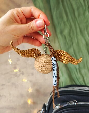 Brelok Złoty Znicz, Zawieszka do torebki, Prezent dla fanów Harry'ego Pottera, EcoToysByNastya