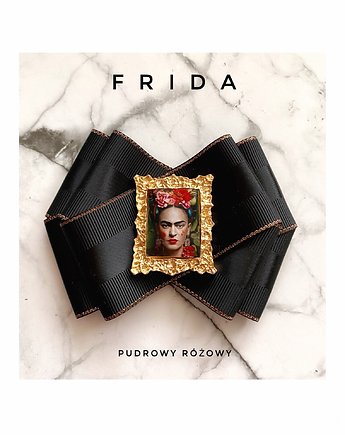 Nowa Kolekcja  Brosz FRIDA  z miniaturowym obrazem, Pudrowy Różowy