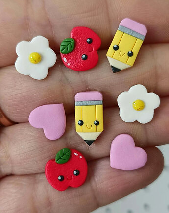 Kolczyki Stokrotka Ołówek Jabłko Serduszko, OMIFIMO