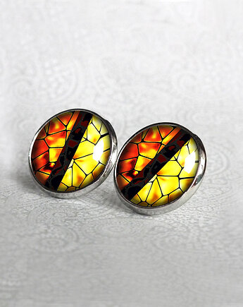 KOLCZYKI honey stone - unikatowe geometryczne kolczyki na sztyfcie, Chodelska Art Studio