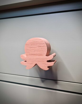 Drewniane gałki do mebli, z drewna, MORSKIE, ośmiornica, Drewniane dodatki