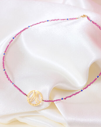 Naszyjnik - choker rubin i złota rozeta, Fox and Jewelry