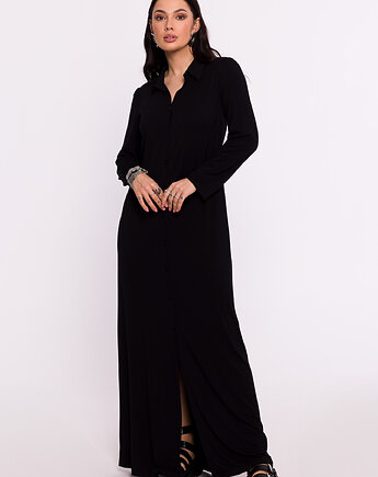 Sukienka wiskozowa zapinana na guziki - czarna(B-285), Be