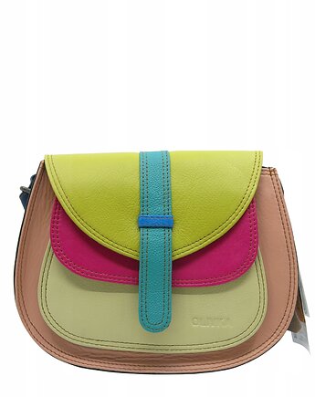 Torebka damska na ramię skórzana pojemna kolorowa ze skrawków eko OLIVKA, Olivka Warsaw