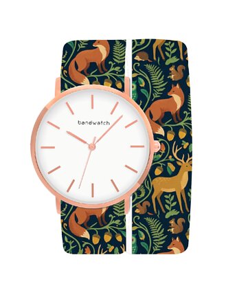 Zegarek damski wiązany - Midnight Fauna - Tarcza Różowe złoto, Bandwatch