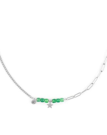 Bestseller! Naszyjnik zielony Onyks z gwiazdką Srebrna stal szlachetna, Kulka Bransoletki