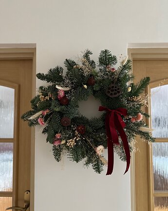 Duży wianek zimowy 100% naturalny jodła, Łąka