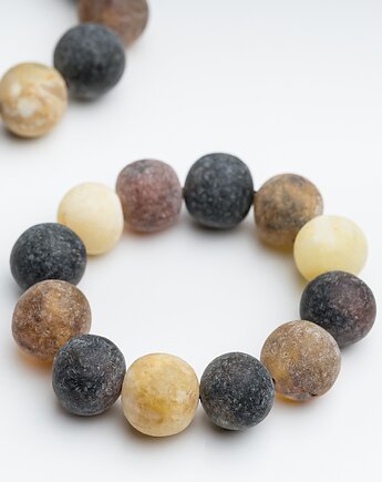 Bransoletka matowa kula bursztyn bałtycki, AmberMal