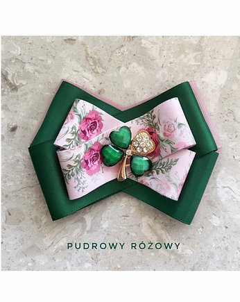Brosza z czterolistną koniczyną  Na szczęście Nowość, Pudrowy Różowy