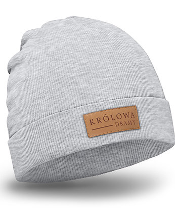 Czapka z naszywką KRÓLOWA DRAMY - szary melanż, bubalove