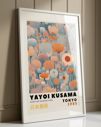 PLAKAT dekoracyjny pastelowe kwiaty Yayoi Kusama, poster, black dot studio