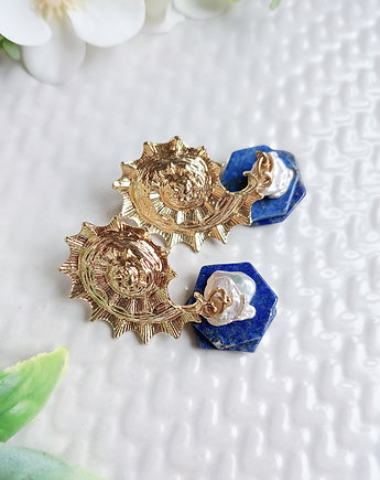 Oceaniczne kolczyki z perłami i lapis lazuli, by Matusevic
