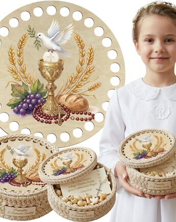 Pamiątka Pierwszej Komunii Świętej Baza Podstawa KOLOROWA Koszyka Pudełka, smxdsgn