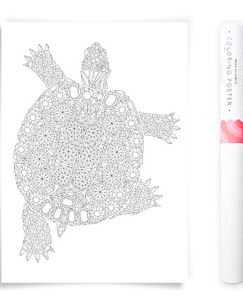 Plakat do Kolorowania żółw Kryształy Diamenty 50x70cm, Anna Grunduls Design