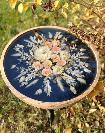 Stolik kawowy z hortensją, Majuto Resin Art