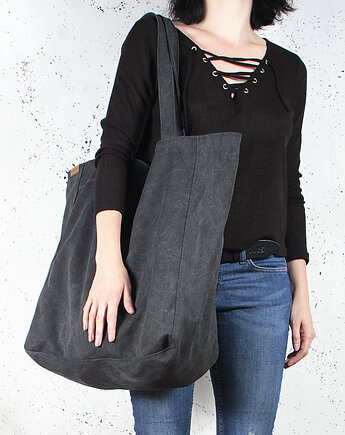 Big Lazy bag torba czarna na zamek / vegan / eco, hairoo