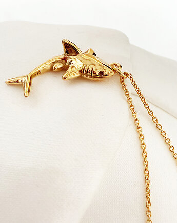 Naszyjnik z rekinem ,złota rybka, zawieszka rekin, Anemon Atelier