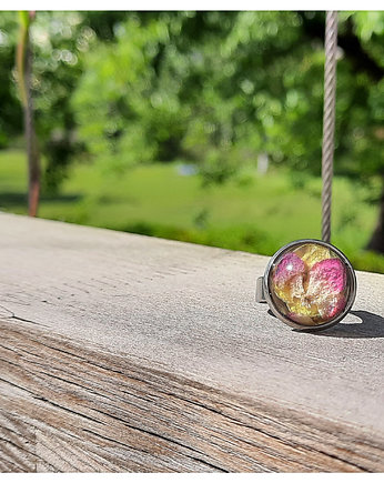 Mały pierścionek z kolorowymi kwiatami, Figa handmade accessories