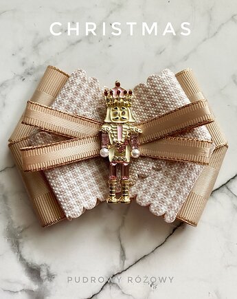 Brosza z Dziadkiem do orzechów Święta Mikołajki, Pudrowy Różowy