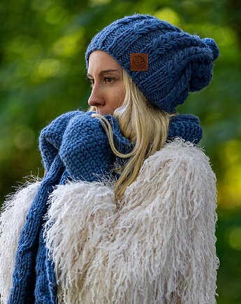 Czapka MERINO Smile Ciemny niebieski+ podszewka JEDWAB, Brain Inside