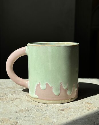 Ceramiczny Kubek Handmade Marshmallow Różowo Zielony, OSOBY - Prezent dla nauczyciela