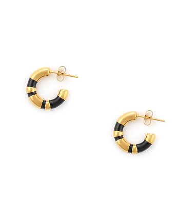 Kolczyki mini półkoła czarno-złote, Kulka Bransoletki