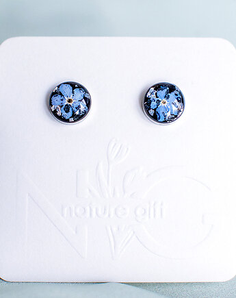 Kolczyki sztyfty z niezapominajkami, nature gift