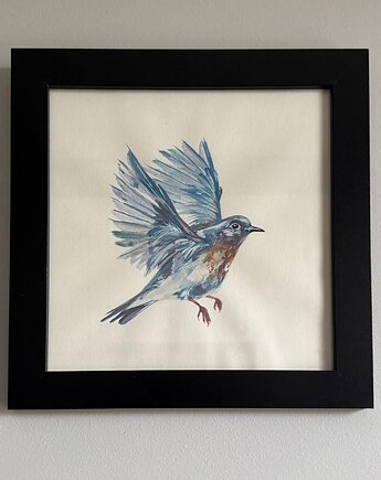 Ręcznie malowany obrazek "Niebieski ptak", ReinerArt