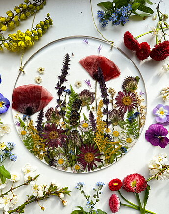 Obraz z prawdziwymi suszonymi kwiatami- polska łąka, fernandfelt