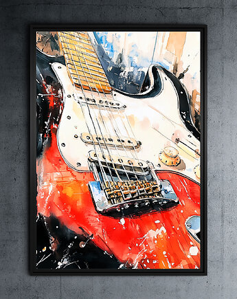 Gitara  - grafika na plakacie, JBJart Justyna Jaszke