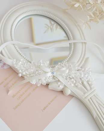 Romantyczna podwiązka zdobiona koralikami ivory, Anelis Atelier