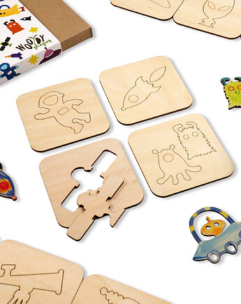 Szablony drewniane dla dzieci // Zestaw 20 szt. // KOSMOS, Szablony Nakleo