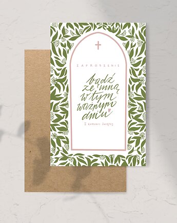 Zaproszenie na I Komunie Świętą Green&Pink, Cudowianki