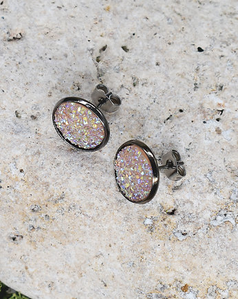Stalowe kolczyki wkrętki z druzami boho, Spirit Of Copper