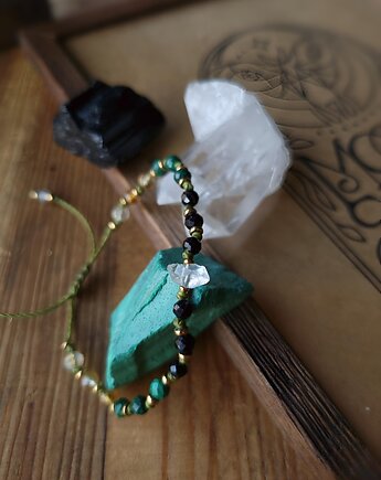 Bransoletka Herkimer, Malachit, Czarny Turmalin, Cytryn, Moon Spirit Stones