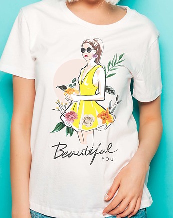 Koszulka organiczna z nadrukiem Beautiful You, ART ORGANIC