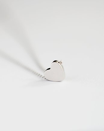Rhodium Plated Matt Heart Necklace, Le Boho Bleu