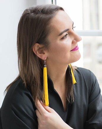 Kolczyki XL frędzle żółte chwosty, Mosca