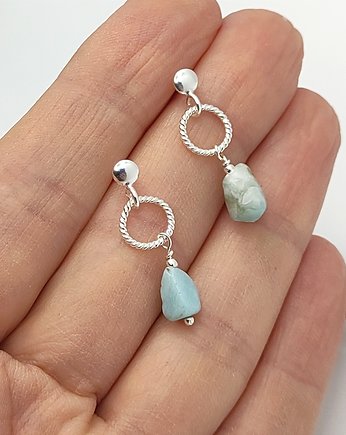 Larimar Kamień Atlantydy. Srebrne kolczyki, Studio Gazela