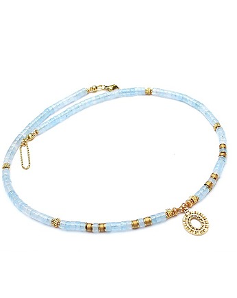 Akwamaryn choker vol. 14 /naszyjnik/ 13.10.25 - Szlachetna kolekcja, KiKa pracownia