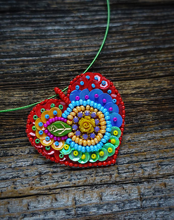 Kolekcja Frida - wisior kolorowe serce Fridy, Mró Soutache