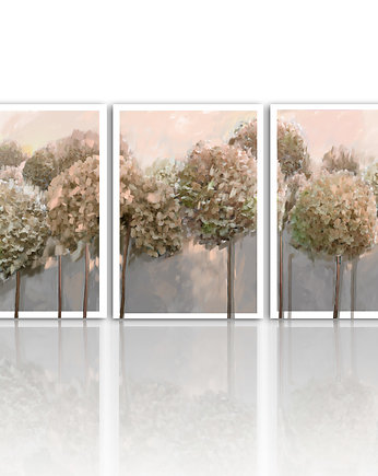 Obraz na płótnie -HORTENSJE TRYPTYK 50x70cm, NOWdeco