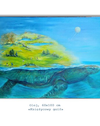 Obraz ręcznie malowany autorski "Księżycowy golf", Galeria Alma