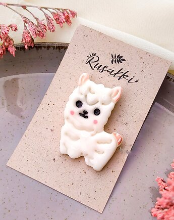 Pin z alpaką, przypinka dla niej, kawaii dodatki, akcesoria do ubrań, Dary Rusałki