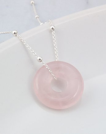 Naszyjnik kwarc różowy donut 18 mm, prezent dla koleżanki mamy lub siostry, By Sendi