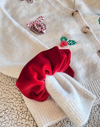 Świąteczny scrunchie velvet 2  aksamitne gumki do włosów, gucialoveskids