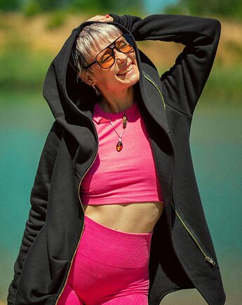 Bluza damska,płaszcz damski asymetryczny z kapturem, NavahoClothing