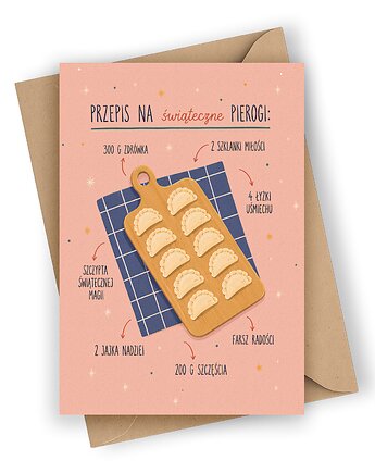 Kartka świąteczna- Przepis na świąteczne pierogi, Czarna Owca Karteczki